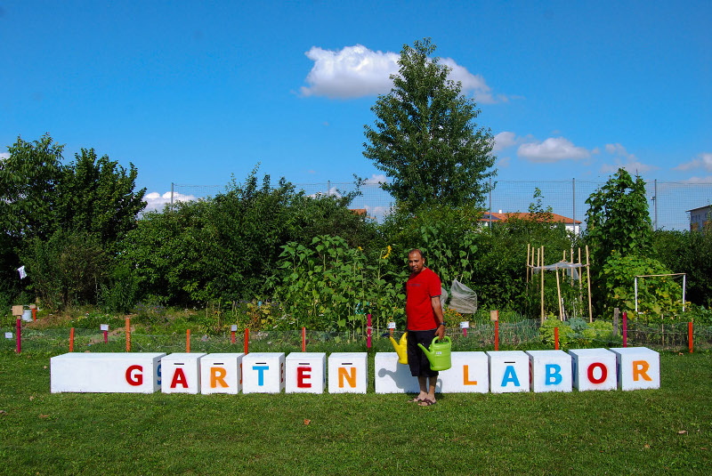 Blick auf das Garten Labor in Leonding. Foto: Johanna Klement/urbanfarm